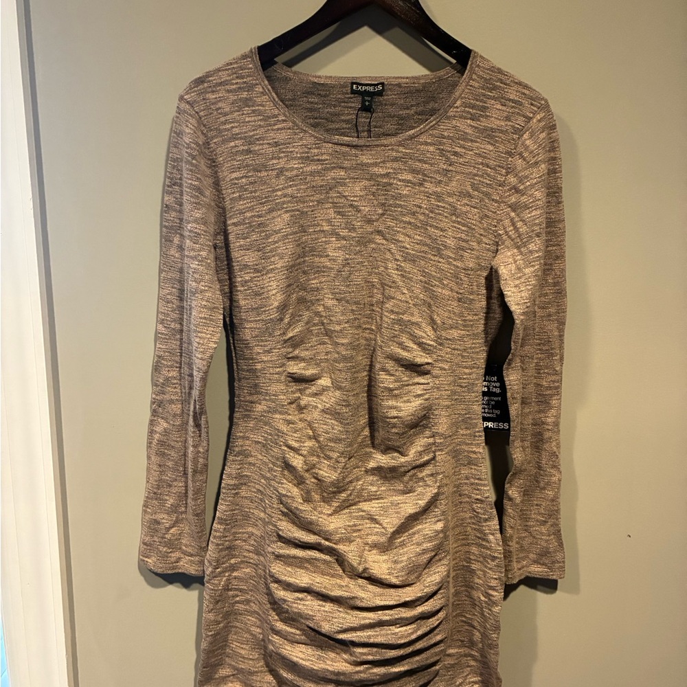 Express Heathered Pink Ruched Dress